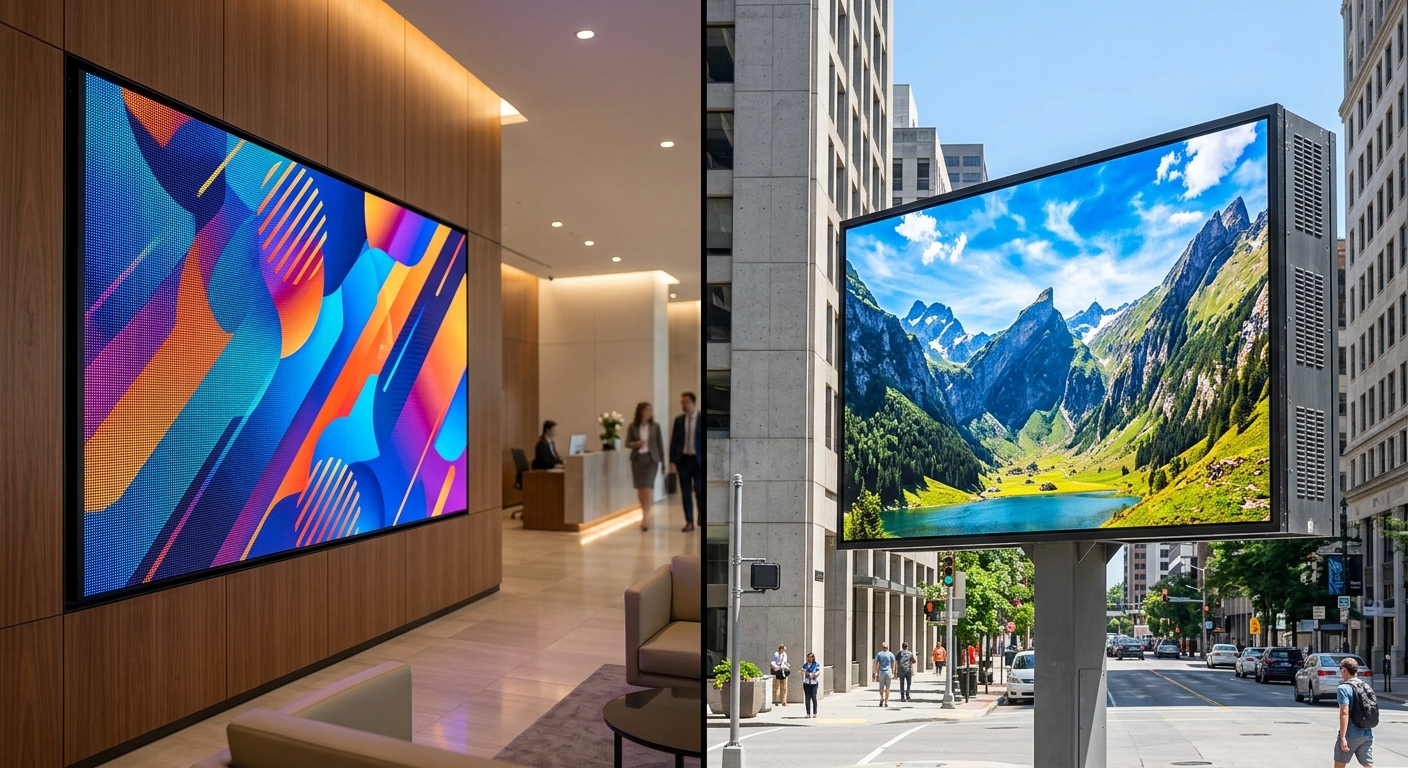 จอ LED indoor outdoor ต่างกันอย่างไร? คู่มือเลือกใช้งานให้คุ้มค่า
